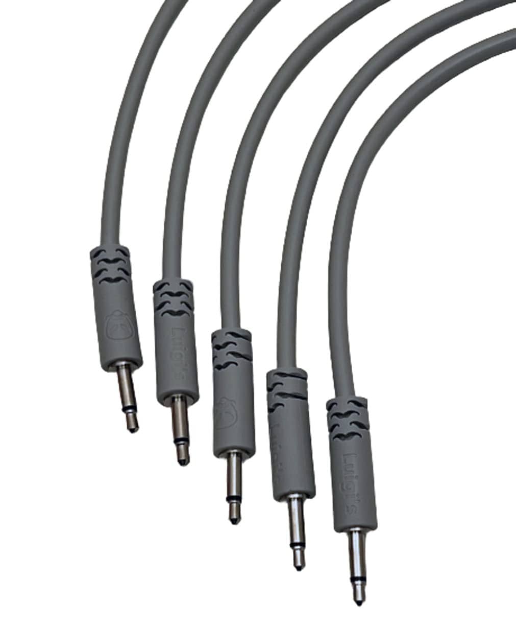 Starving Students Music Supplies Luigi's Modular Supply Spaghetti Eurorack Patch Cables - Package of 5 Gray Cables, 36" (90 cm)