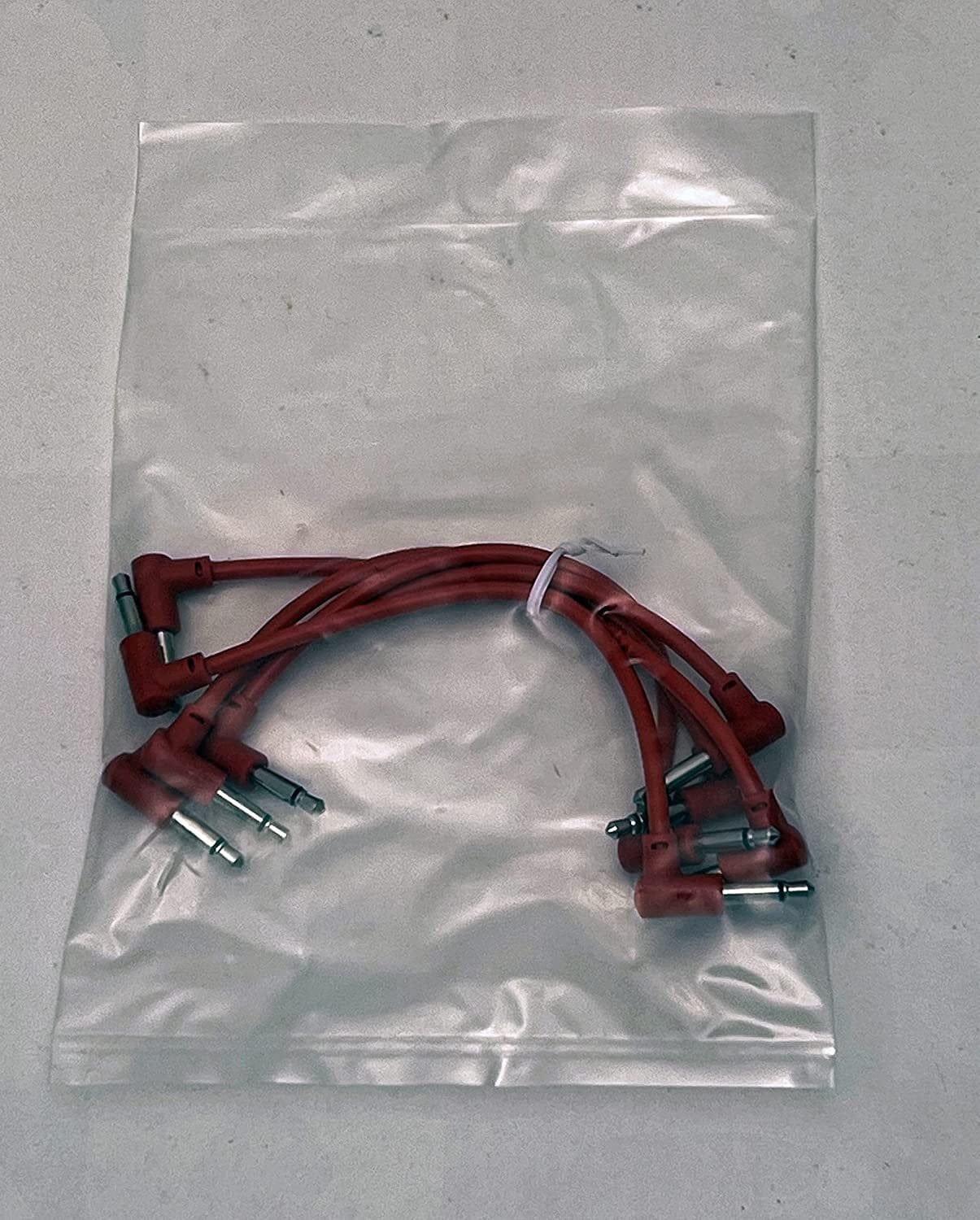 Luigis Modular M-PAR Right Angled Eurorack Patch Cables - Package of 5 Red Cables, 4 (10 cm)