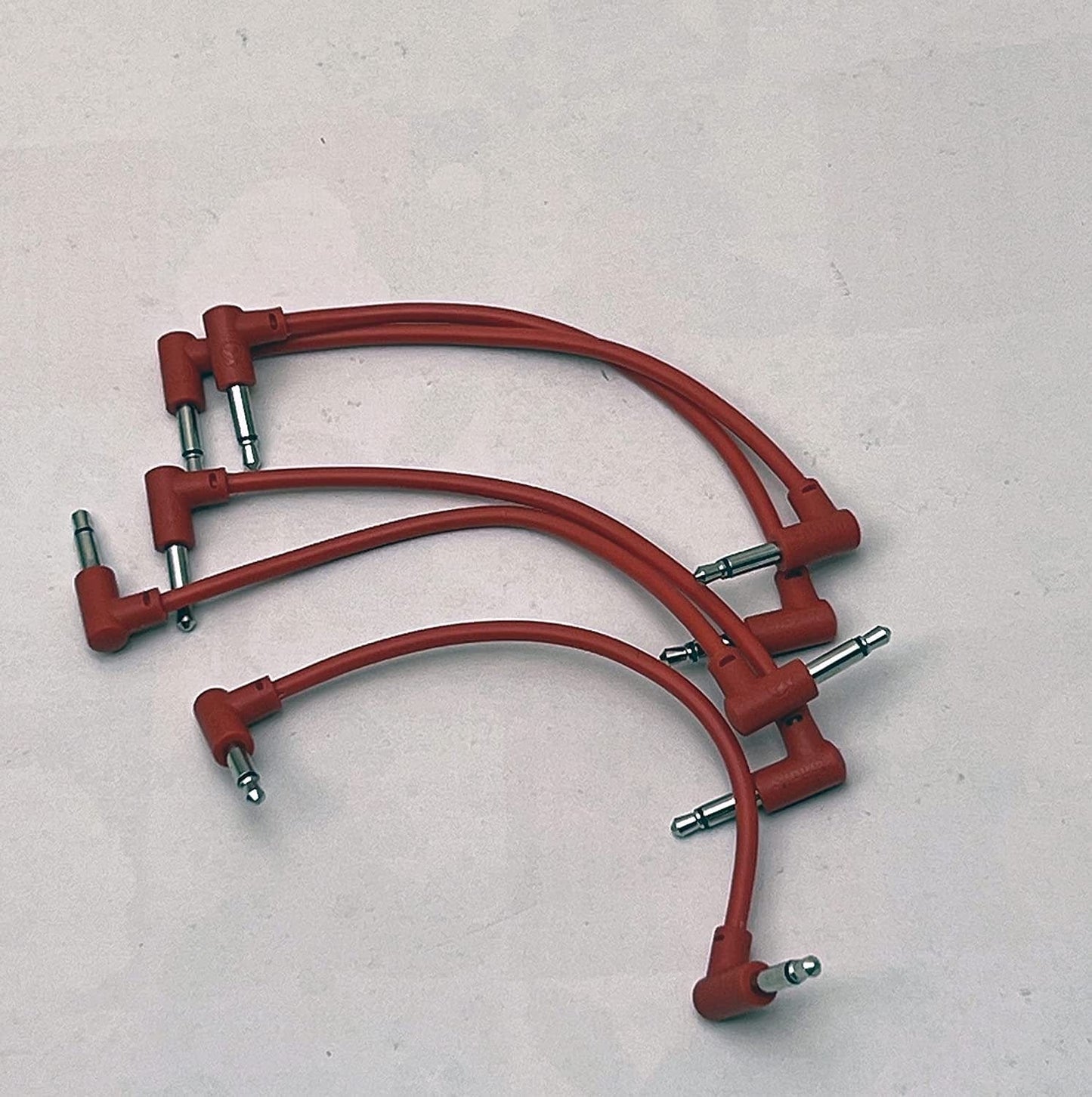 Luigis Modular M-PAR Right Angled Eurorack Patch Cables - Package of 5 Red Cables, 4 (10 cm)