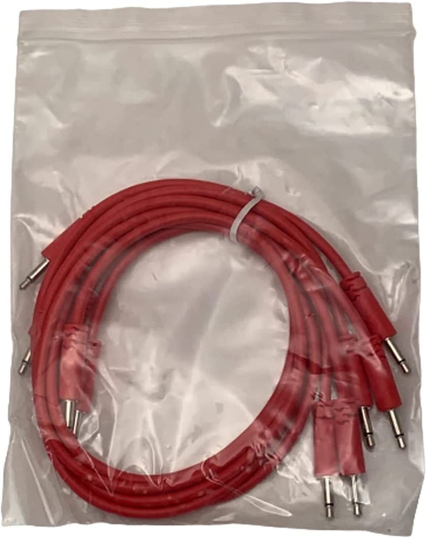 Luigi's Modular Supply Spaghetti Eurorack Patch Cables - Package of 5 Red Cables, 18" (45 cm)