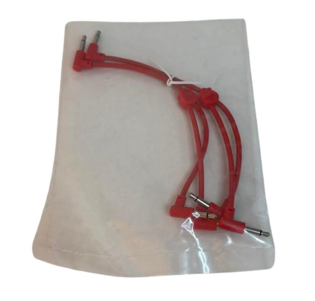 Starving Students Music Supplies Luigi's Modular M-Doppio Mini Y Right Angled Splitter Patch Cables 6cm x 6cm - 2 Pack (Red) - 3.5mm Splitter for Eurorack Modular Synthesizer
