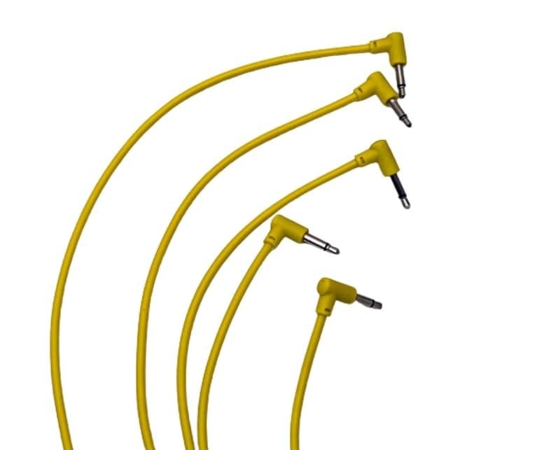 Starving Students Music Supplies SSMS - Luigis Modular M-PAR Right Angled Eurorack Patch Cables - Package of 5 Yellow Cables (20cm)