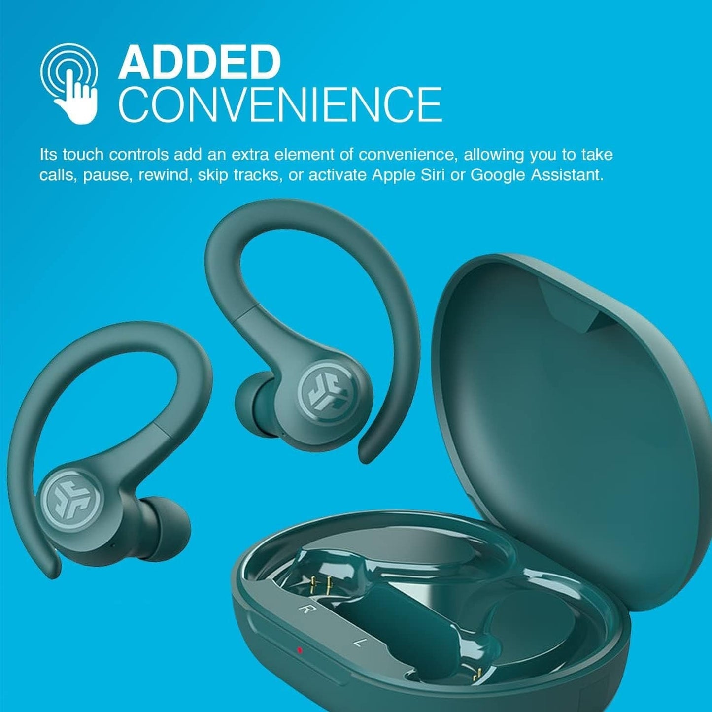 JLab Go Air Sport, Wireless Workout Earbuds Featuring C3 Clear Calling, Secure Earhook Sport Design, 32+ Hour Bluetooth Playtime, and 3 EQ Sound Settings