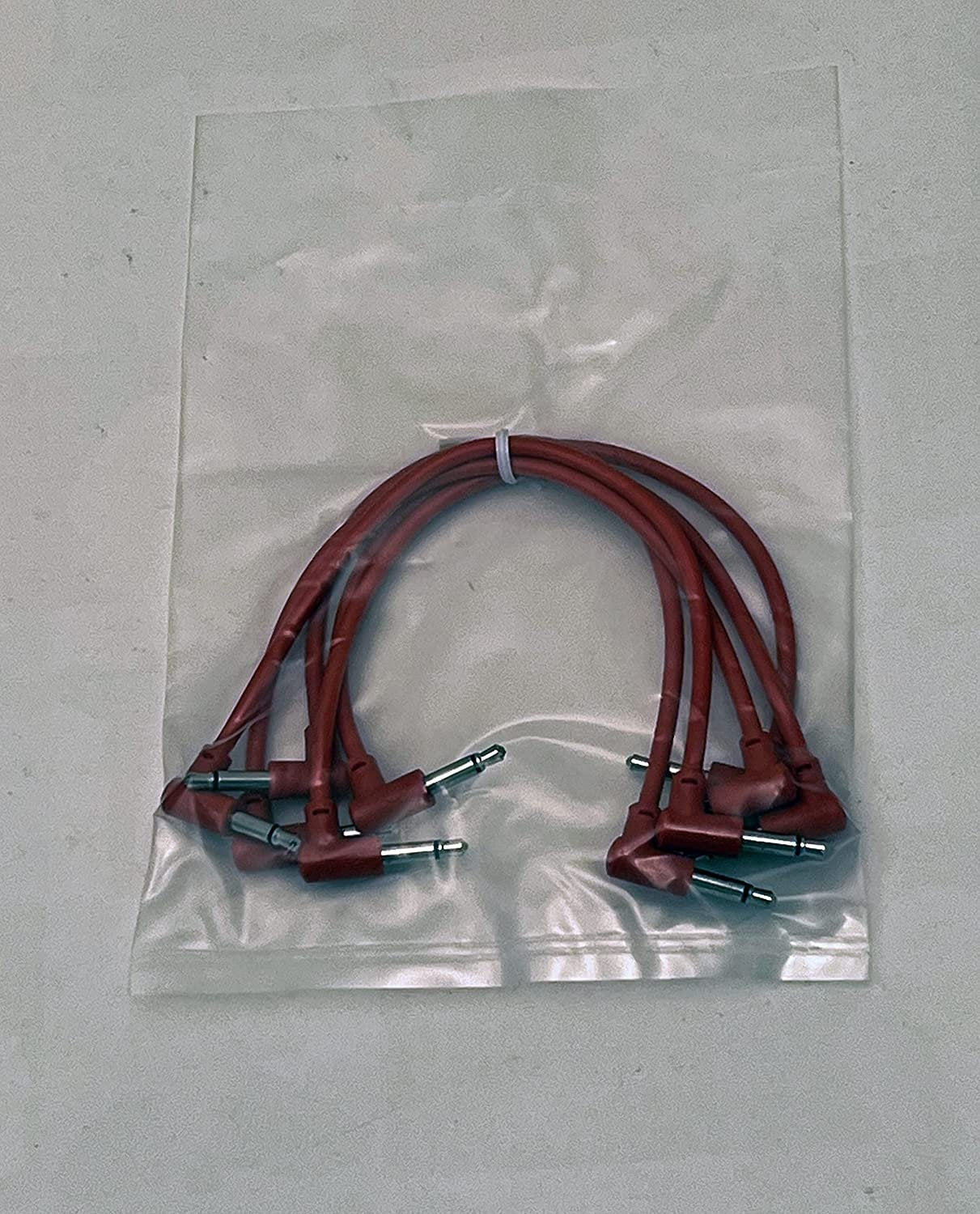 Luigis Modular M-PAR Right Angled Eurorack Patch Cables - Package of 5 Red Cables, 6 (15 cm)