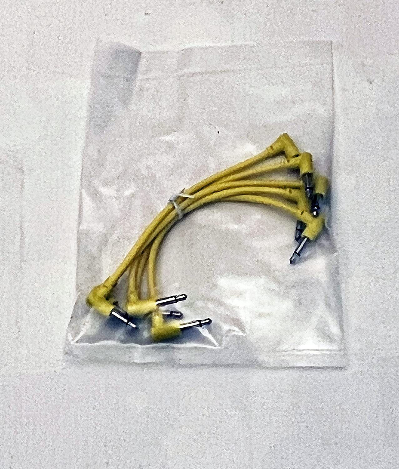 Luigis Modular M-PAR Right Angled Eurorack Patch Cables - Package of 5 Yellow Cables, 4 (10 cm)