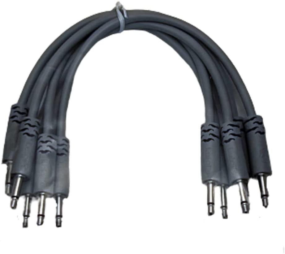 Luigis Modular Supply Spaghetti Eurorack Patch Cables - Package of 5 Light Gray Cables, 6 (15 cm)