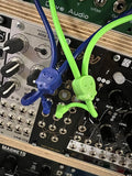 Luigi's Modular M-Doppio Mini Y Right Angled Splitter Patch Cables 10cm x 10cm - 2 Pack (Blue) - 3.5mm Splitter for Eurorack Modular Synthesizer