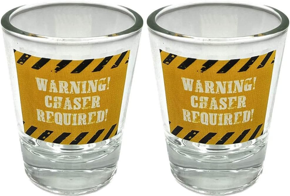 Black Ball Corp. Chaser Required - 2oz Novelty Shot Glass - 2 Piece Set