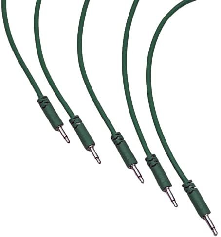 Luigis Modular Supply Spaghetti Eurorack Patch Cables - Package of 5 Green Cables, 6" (15 cm)