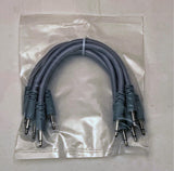 Luigis Modular Bucatini Braided Eurorack Patch Cables - Package of 5 Gray Cables, 6" (15 cm)