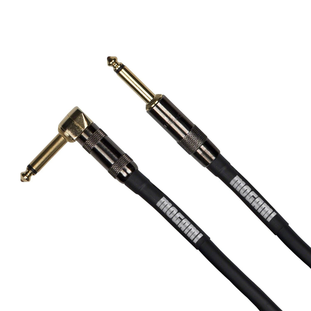 Mogami Platinum Guitar-R Instrument Cable, 1/4" TS Male Plugs, Gold Contacts, Right Angle and Straight Connectors