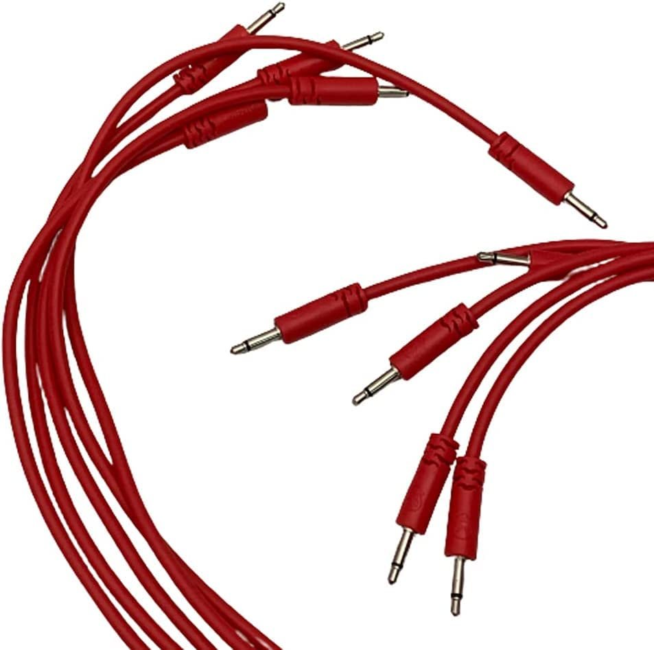 Luigi's Modular Supply Spaghetti Eurorack Patch Cables - Package of 5 Red Cables, 36" (90 cm)
