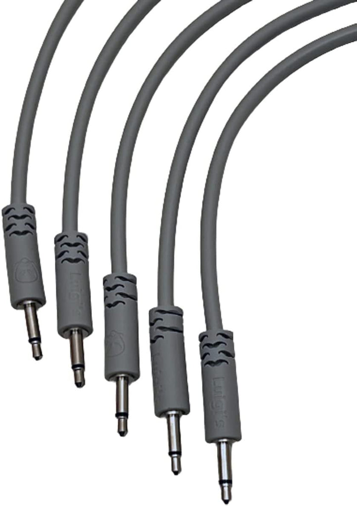 Luigis Modular Supply Spaghetti Eurorack Patch Cables - Package of 5 Light Gray Cables, 6 (15 cm)