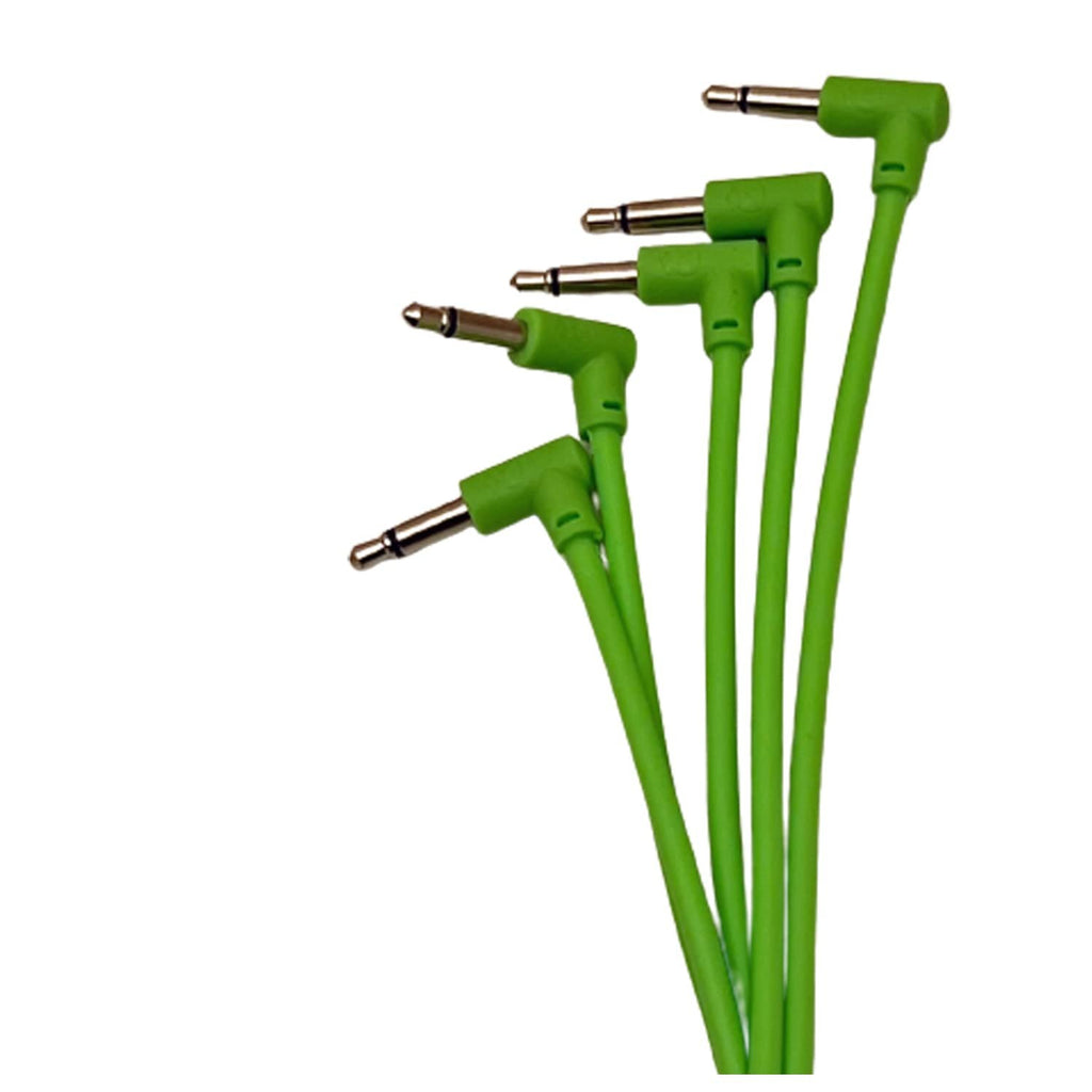 Luigis Modular M-PAR Right Angled Eurorack Patch Cables - Package of 5 Green Cables, 8" (20 cm)