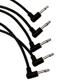 Luigis Modular M-PAR Right Angled Eurorack Patch Cables - Package of 5 Black Cables, 4 (10 cm)