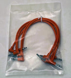 Luigis Modular M-PAR Right Angled Eurorack Patch Cables - Package of 5 Orange Cables, 8" (20 cm)