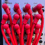Luigis Modular M-PAR Right Angled Eurorack Patch Cables - Package of 5 Red Cables, 4 (10 cm)