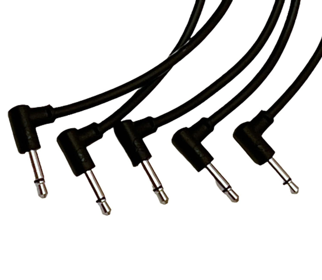Luigis Modular M-PAR Right Angled Eurorack Patch Cables - Package of 5 Black Cables, 24 (60 cm)