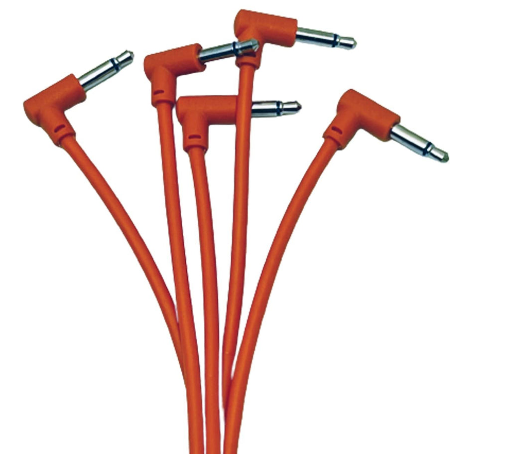 Luigis Modular M-PAR Right Angled Eurorack Patch Cables - Package of 5 Orange Cables, 8" (20 cm)