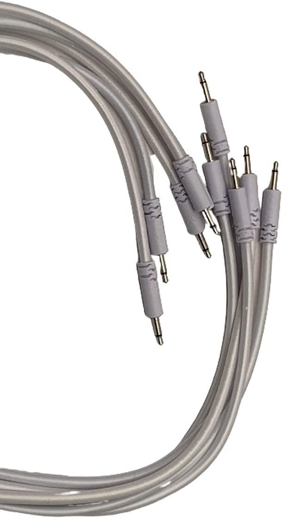 Luigis Modular Supply Bucatini Braided Patch Cables - Package of 5 White Cables, 6" (15 cm)