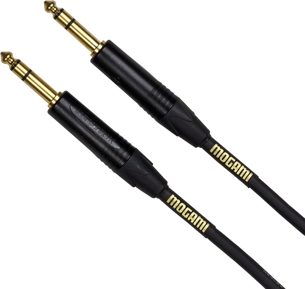 Mogami Gold TRS-TRS Balanced Audio Patch Cable, 1/4" TRS Male Plugs, Gold Contacts, Straight Connectors
