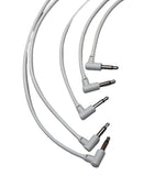 Luigis Modular M-PAR Right Angled Eurorack Patch Cables - Package of 5 White Cables, 4 (10 cm)