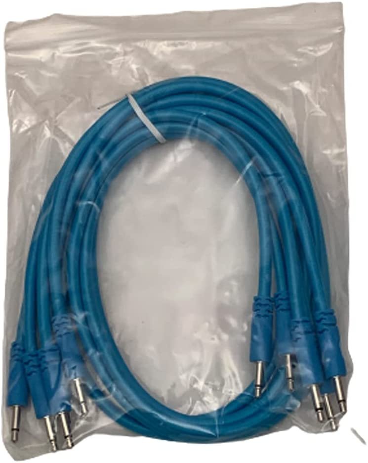 Luigis Modular Supply Bucatini Braided Patch Cables - Package of 5 Blue Cables, 24 (60 cm)
