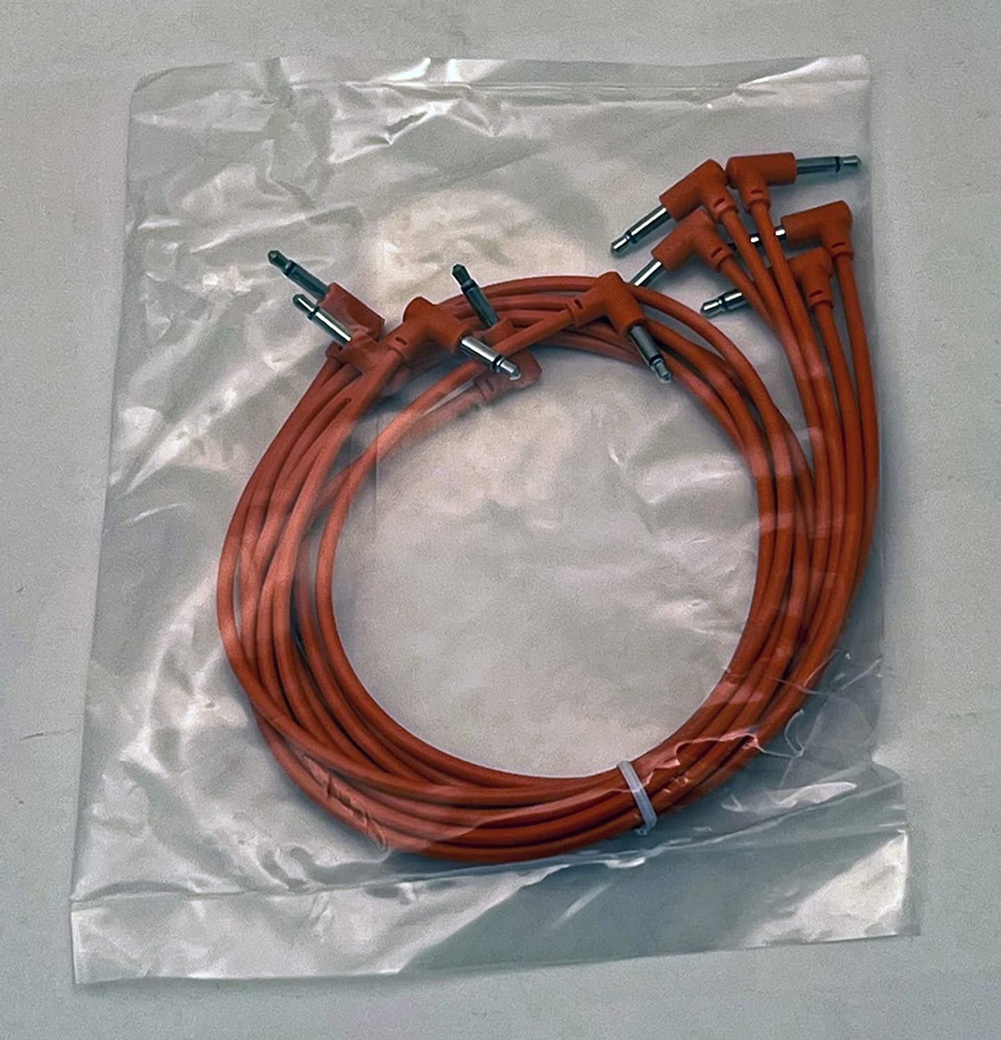 Luigis Modular M-PAR Right Angled Eurorack Patch Cables - Package of 5 Orange Cables, 24" (60 cm)