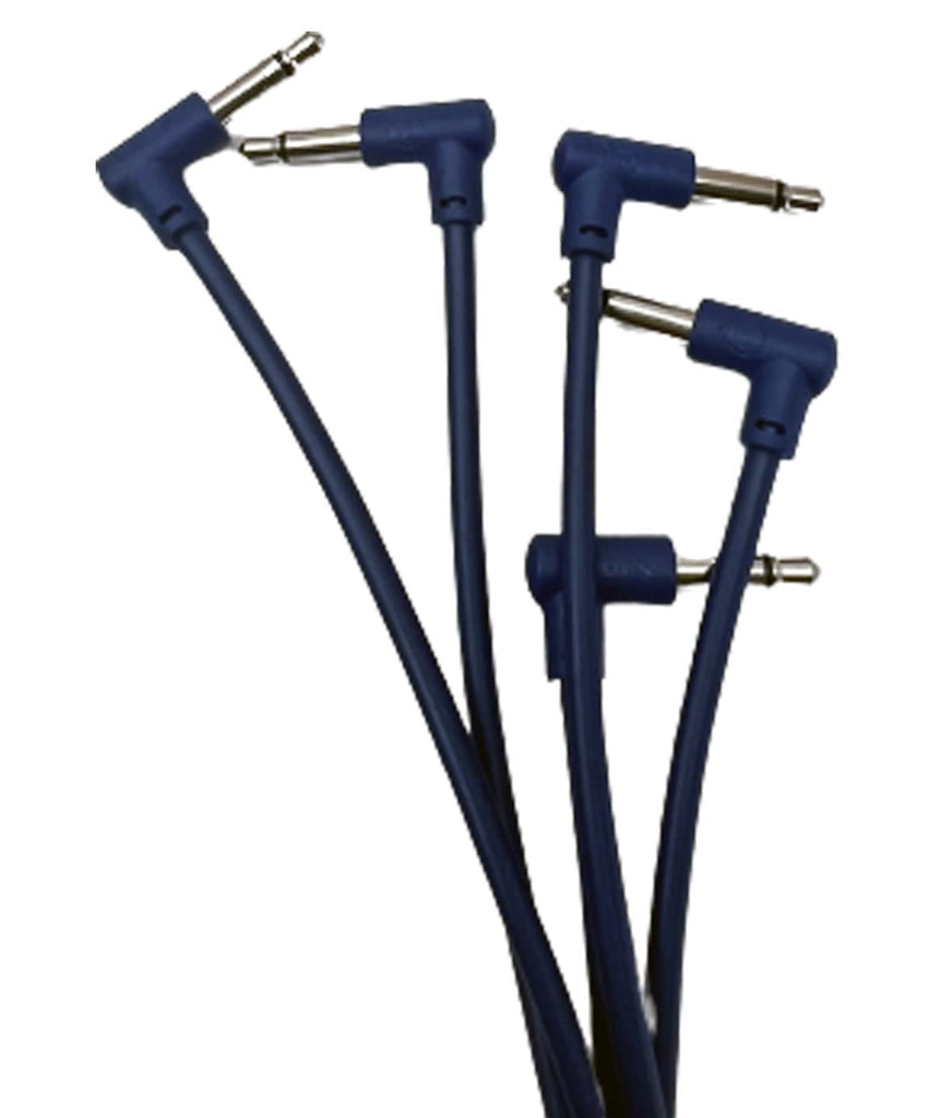 Luigis Modular M-PAR Right Angled Eurorack Patch Cables - Package of 5 Blue Cables, 8" (20 cm)