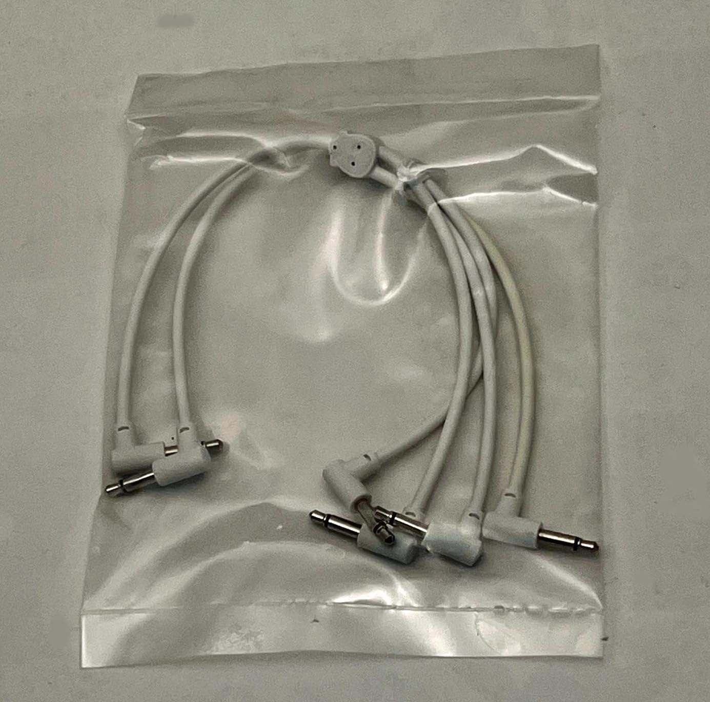 Starving Students Music Supplies Luigi's Modular M-Doppio Mini Y Right Angled Splitter Patch Cables 15cm x 15cm - 2 Pack (White) - 3.5mm Splitter for Eurorack Modular Synthesizer